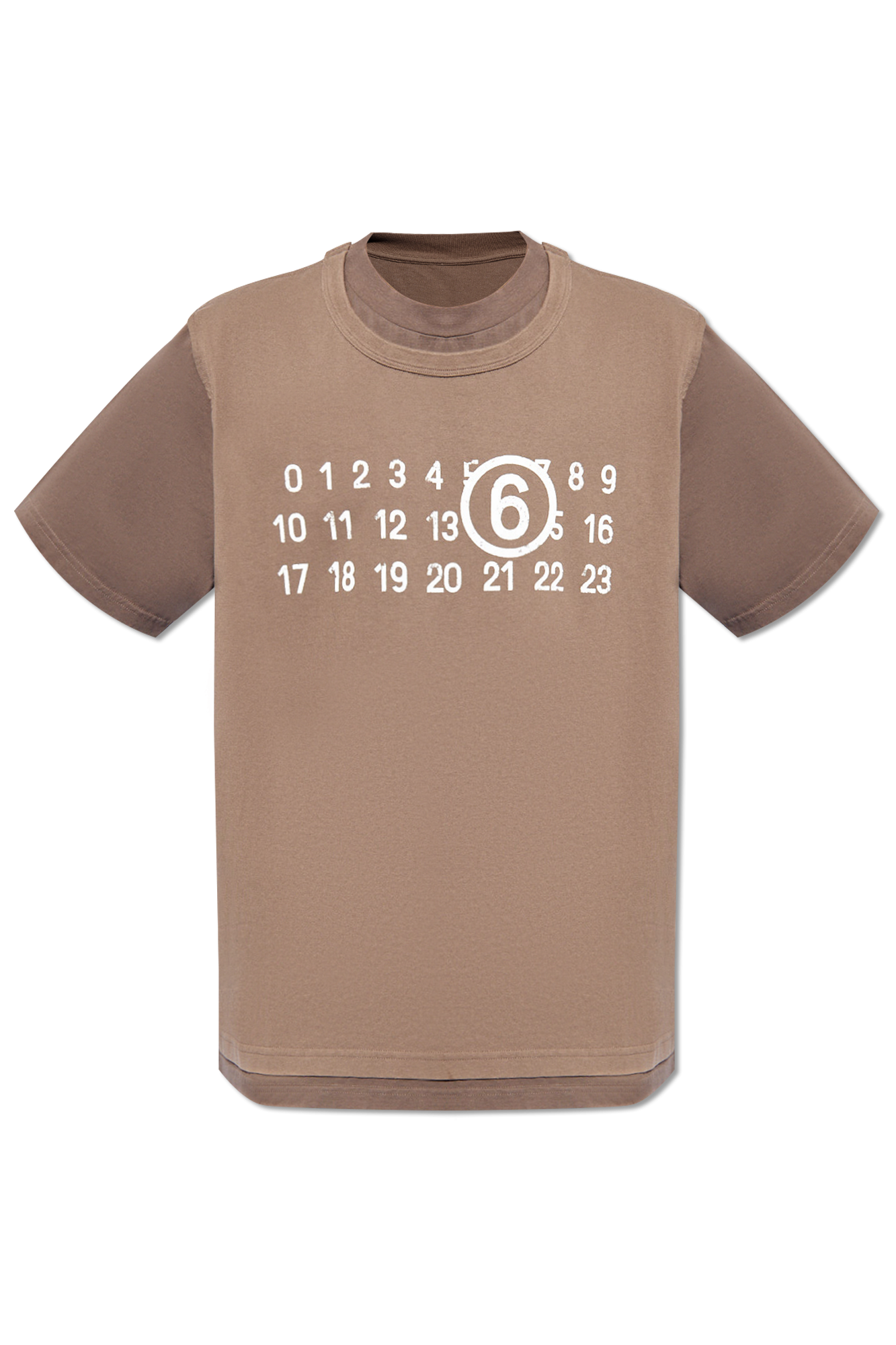 【関税込み】MM6 Maison Margiela ブラウン ロゴパッチ Tシャツ MM6 Maison Margielaのブラウン グラフィックTシャツがセール中